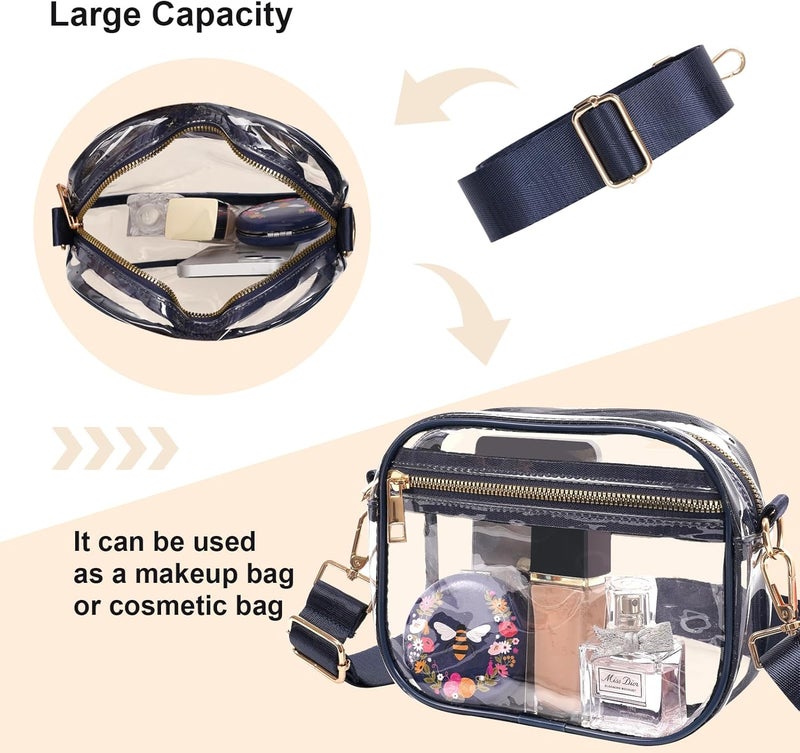 Fibrdoo Clear Bag Stadium Approved, Leather Clear Crossbody Purse Bag for Concerts Sports Events Festivals - Image 4